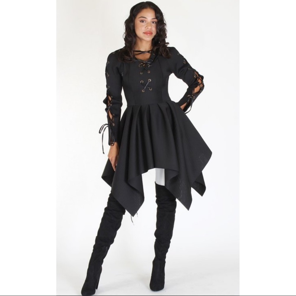 SALE 😍 DETAILED TEXTURED PEPLUM FLAIR DRESS